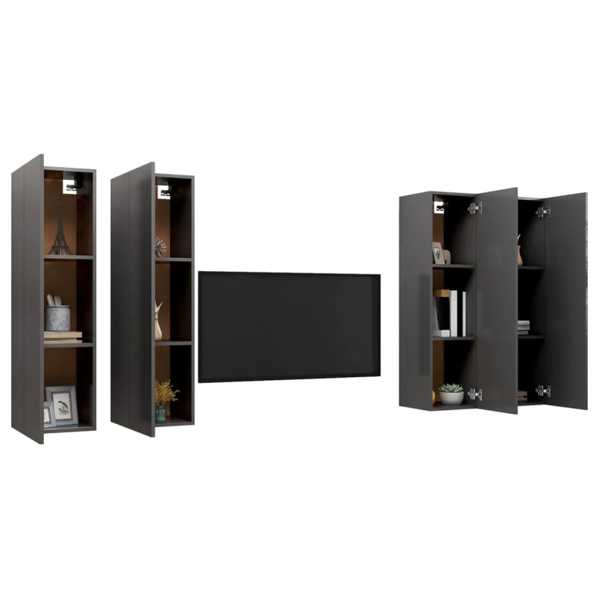 Muebles para TV 4 unidades aglomerado gris 30,5x30x110 cm
