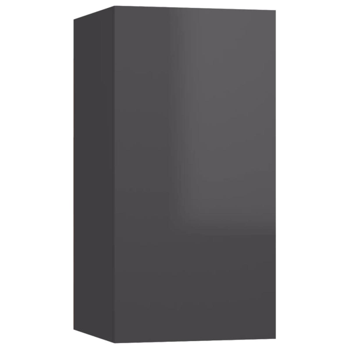 Juego de mueble para TV de 4 piezas aglomerado gris brillante
