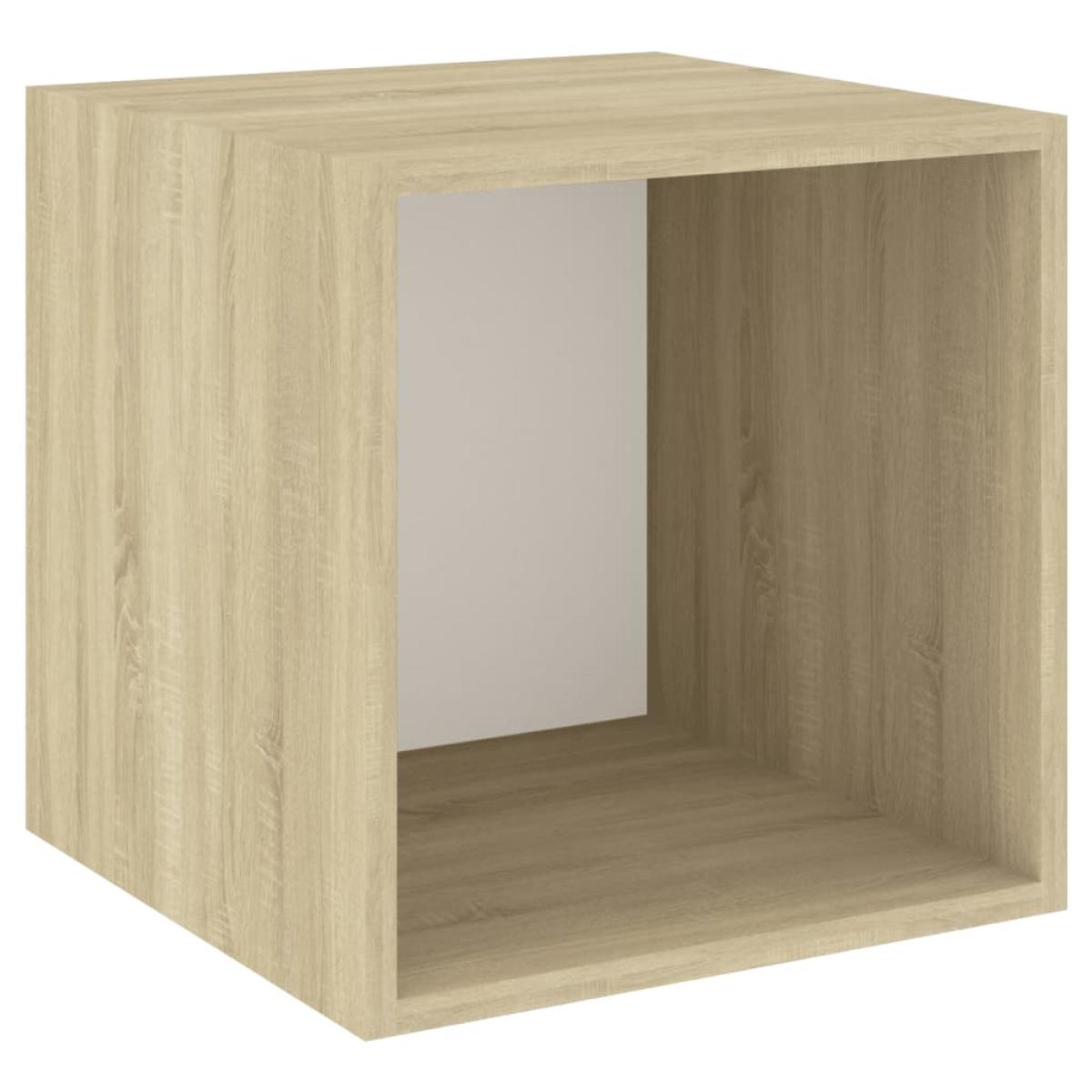 Muebles de pared de TV 5 pzas aglomerado blanco y roble Sonoma 