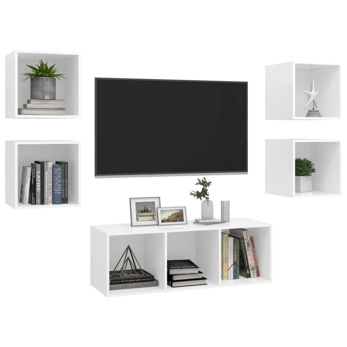 Juego de mueble para TV de 5 piezas aglomerado blanco