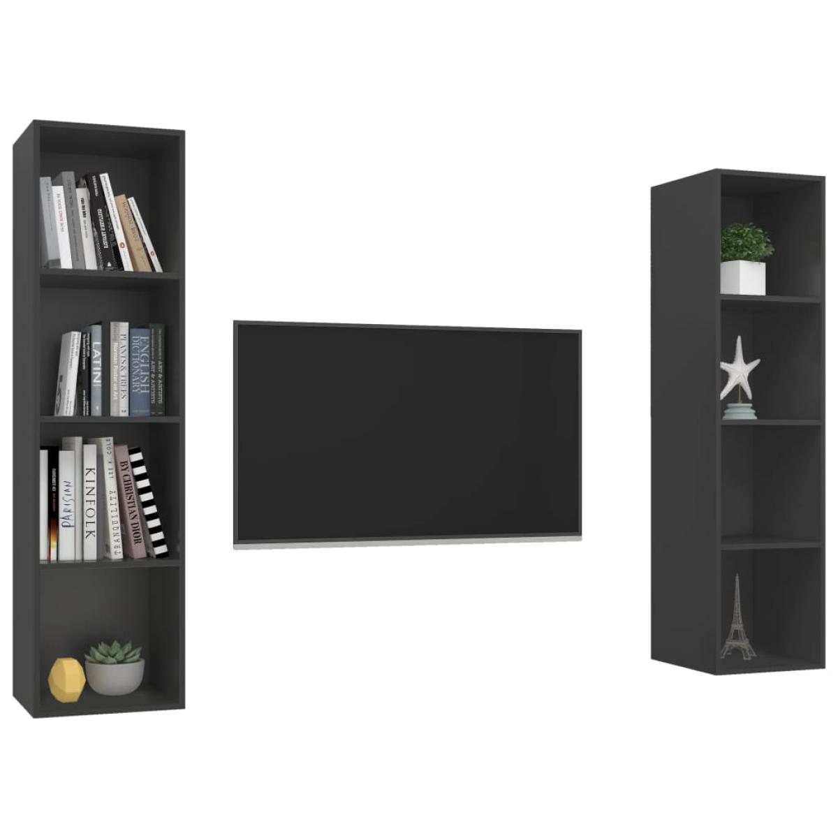 Muebles de pared para TV 2 uds aglomerado gris