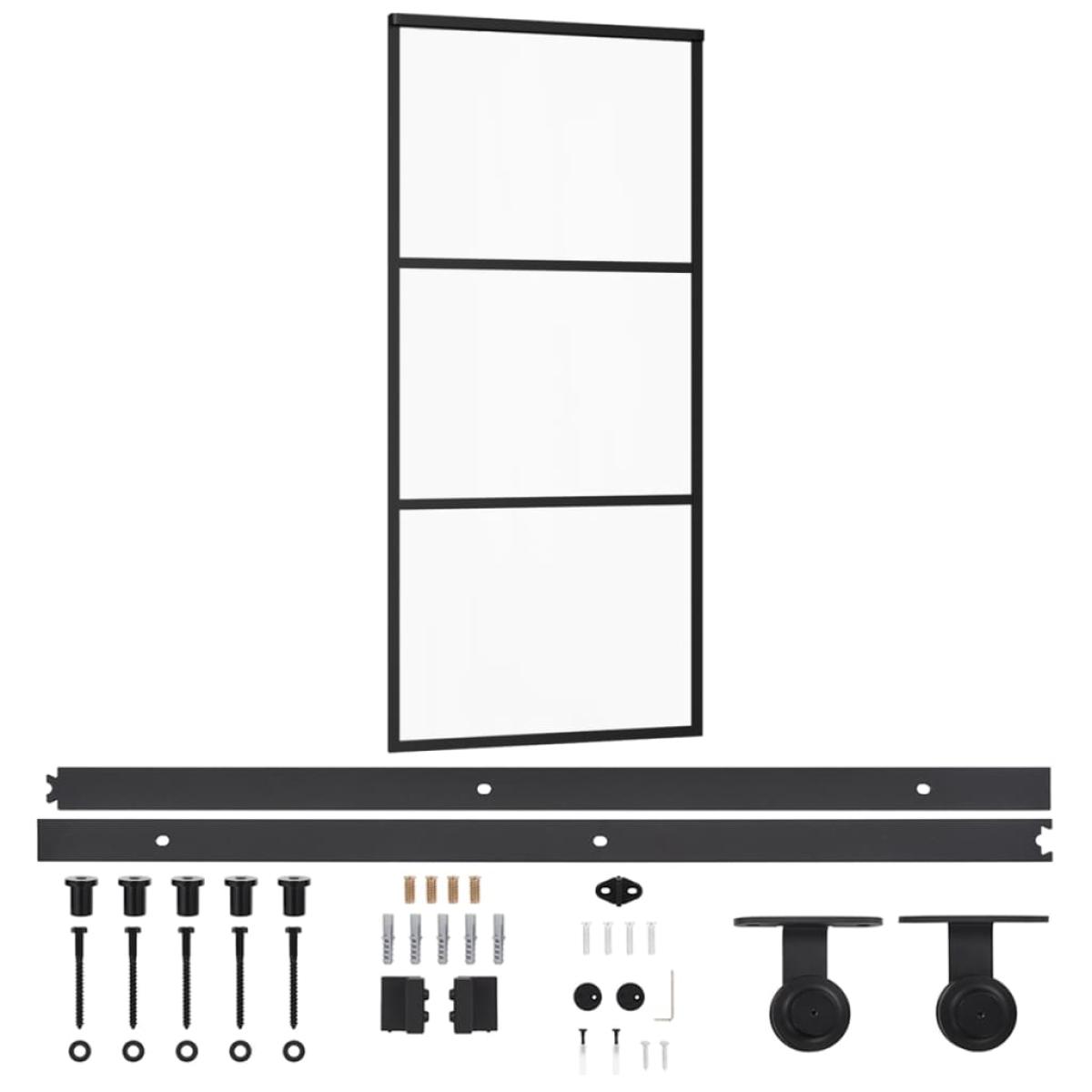 Puerta corredera con herrajes ESG vidrio y aluminio 90x205 cm
