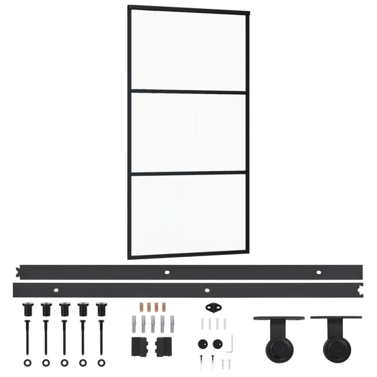 Puerta corredera con herrajes ESG vidrio y aluminio 102x205 cm