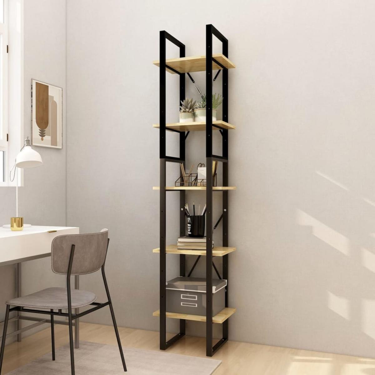 Estantería librería 5 niveles de madera de pino 40x30x175 cm