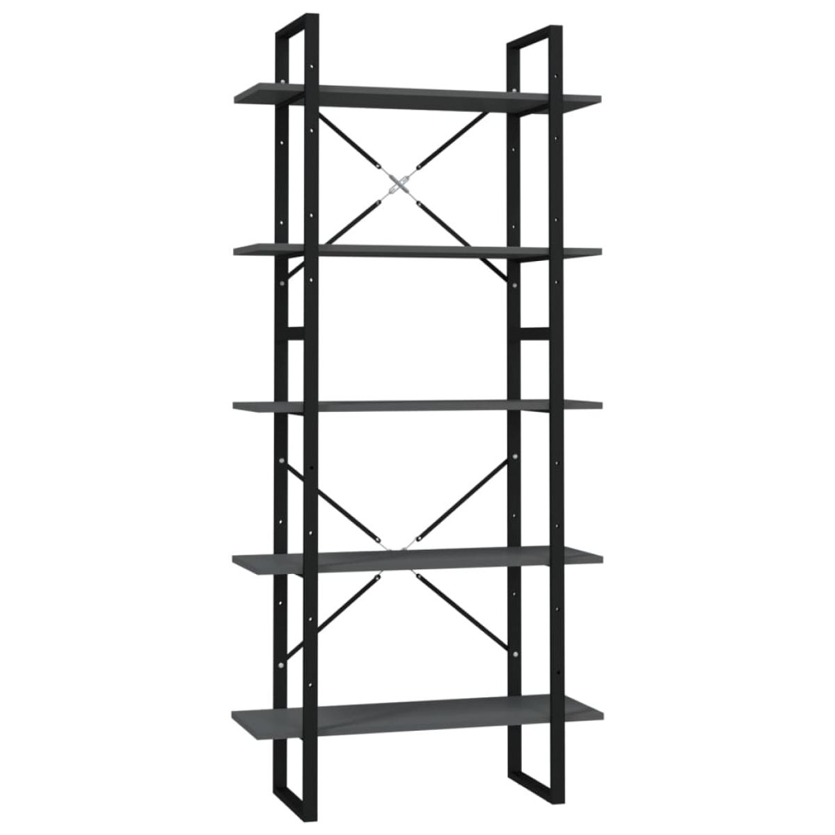 Estantería de 5 niveles madera contrachapada gris 80x30x175 cm