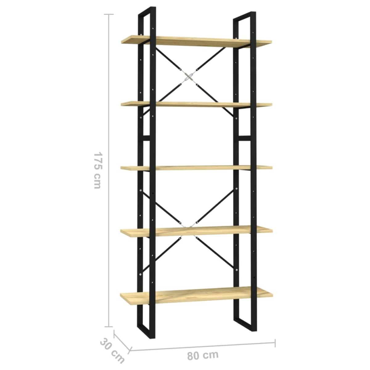 Estantería de 5 niveles madera de pino 80x30x175 cm