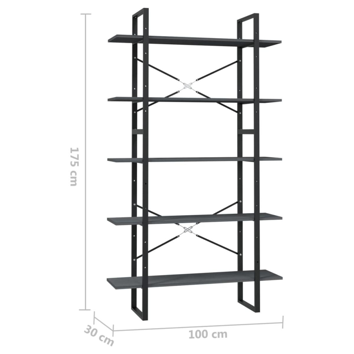 Estantería de 5 niveles madera pino maciza gris 100x30x175 cm