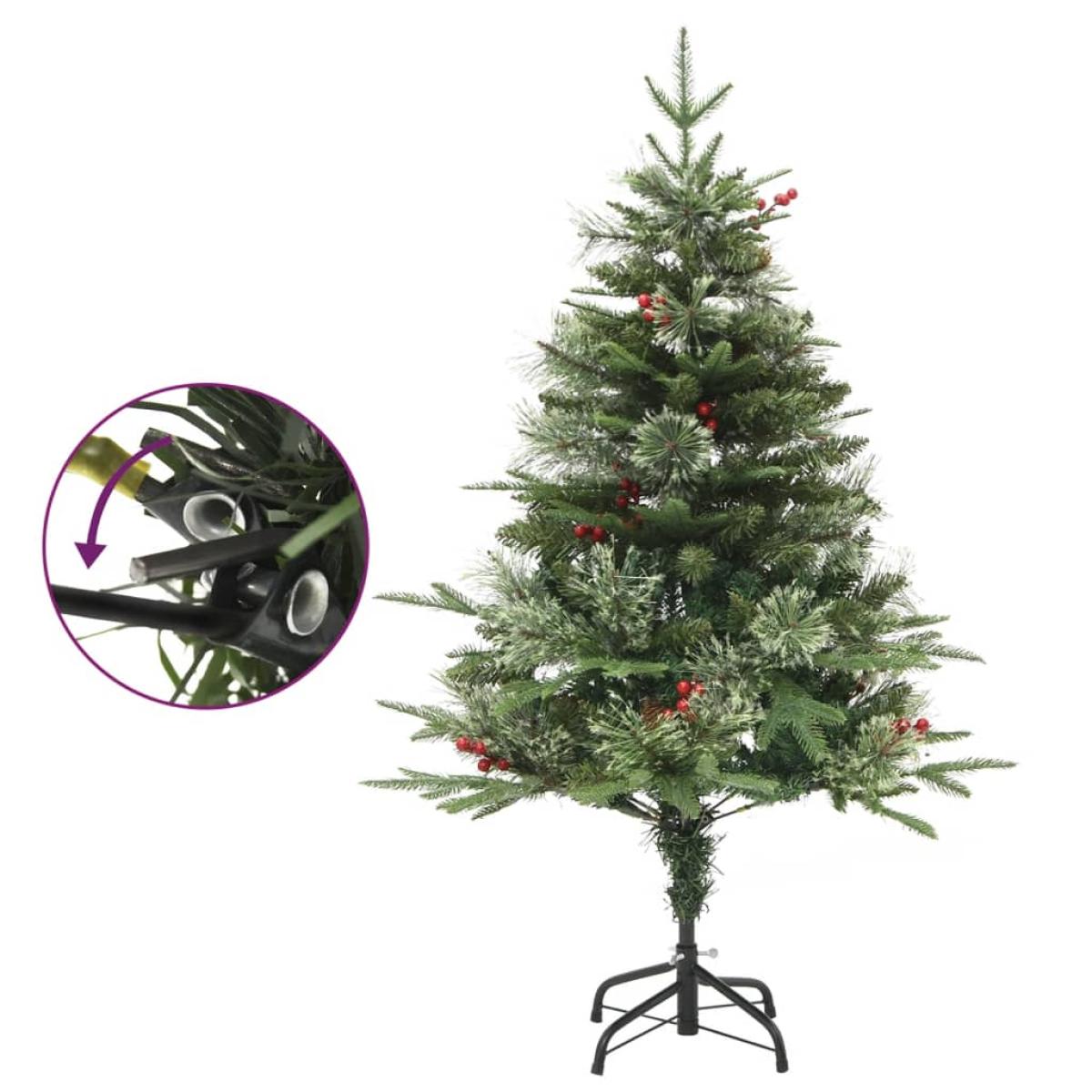 Árbol de Navidad con LED y piñas verde PVC y PE 150 cm
