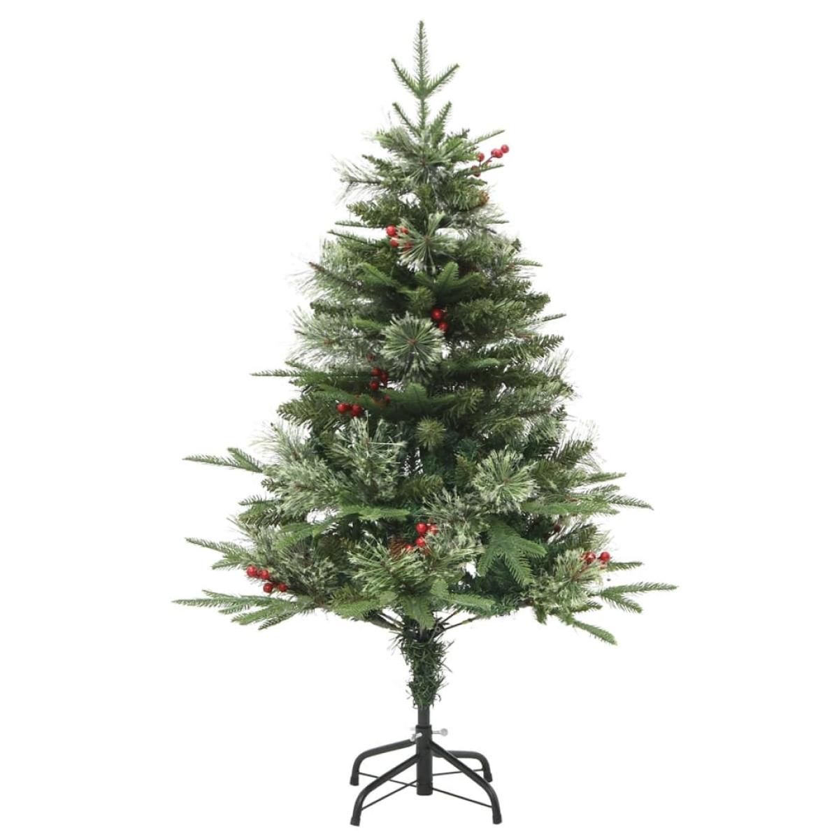 Árbol de Navidad con LED y piñas verde PVC y PE 150 cm