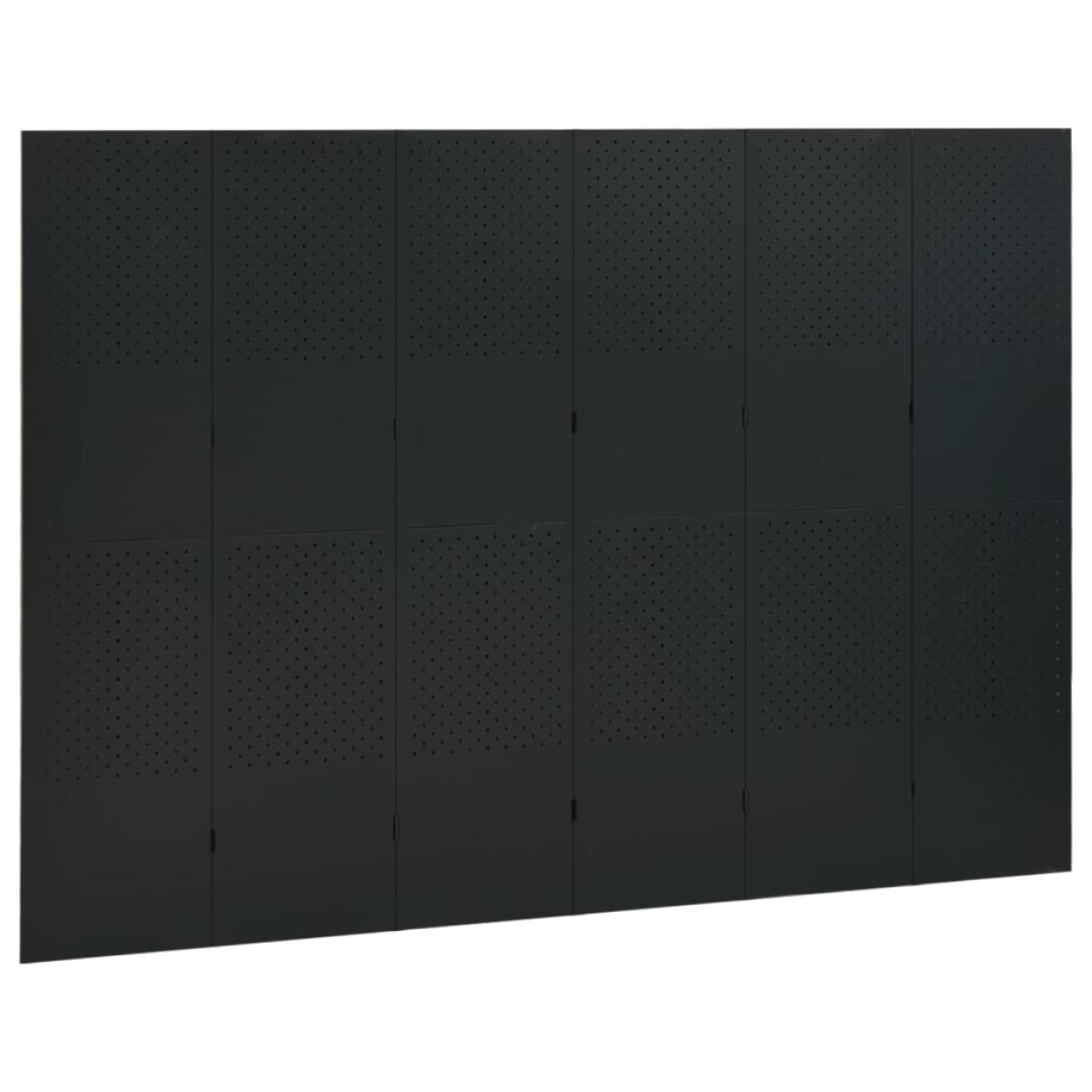 Biombos divisores de 6 paneles 2 uds negro acero 240x180 cm
