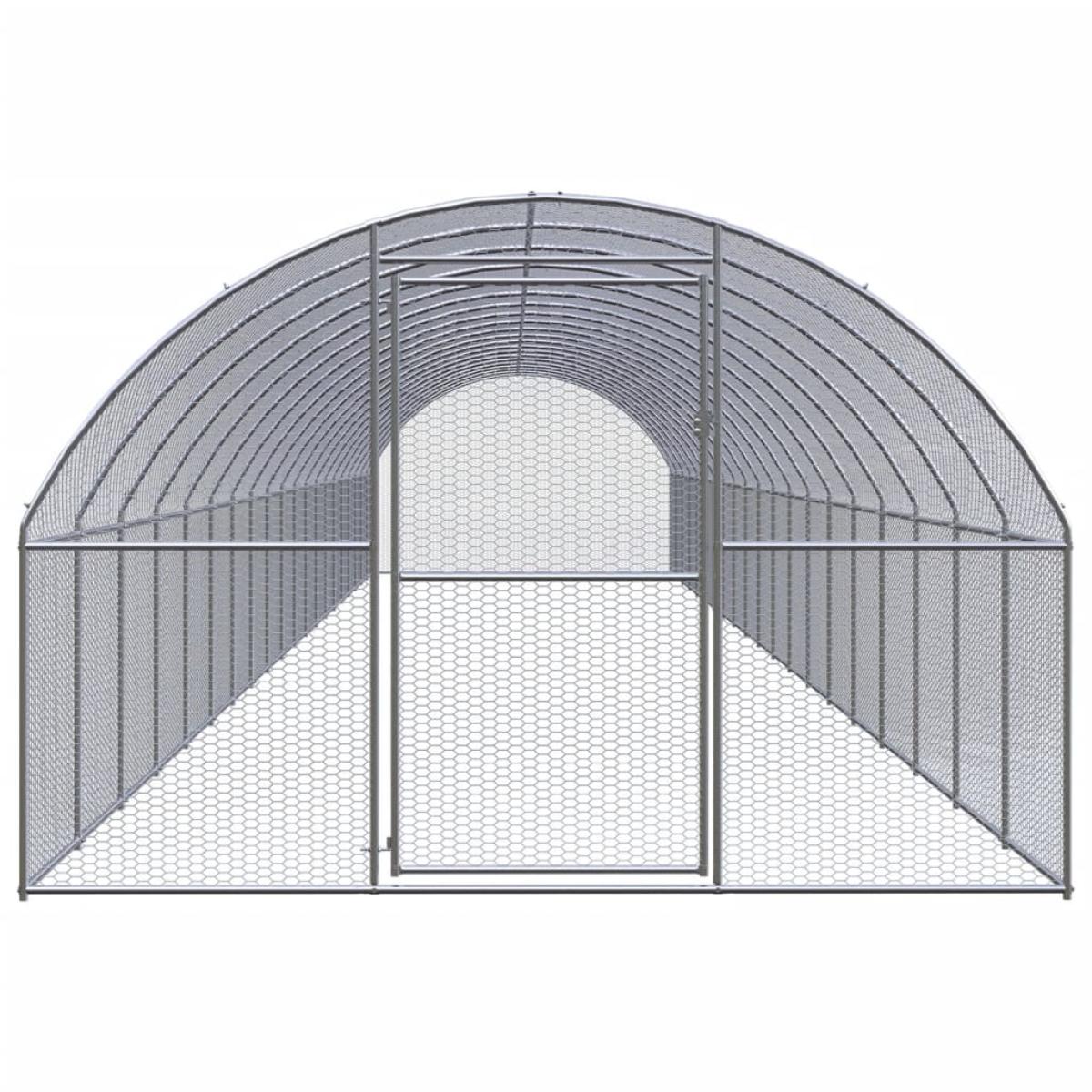 Gallinero de exterior de acero galvanizado 3x20x2 m