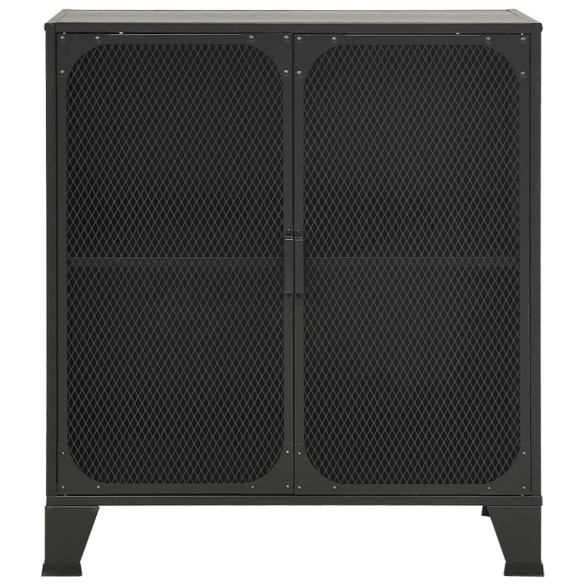 Armarios de almacenaje 2 uds metal y MDF gris