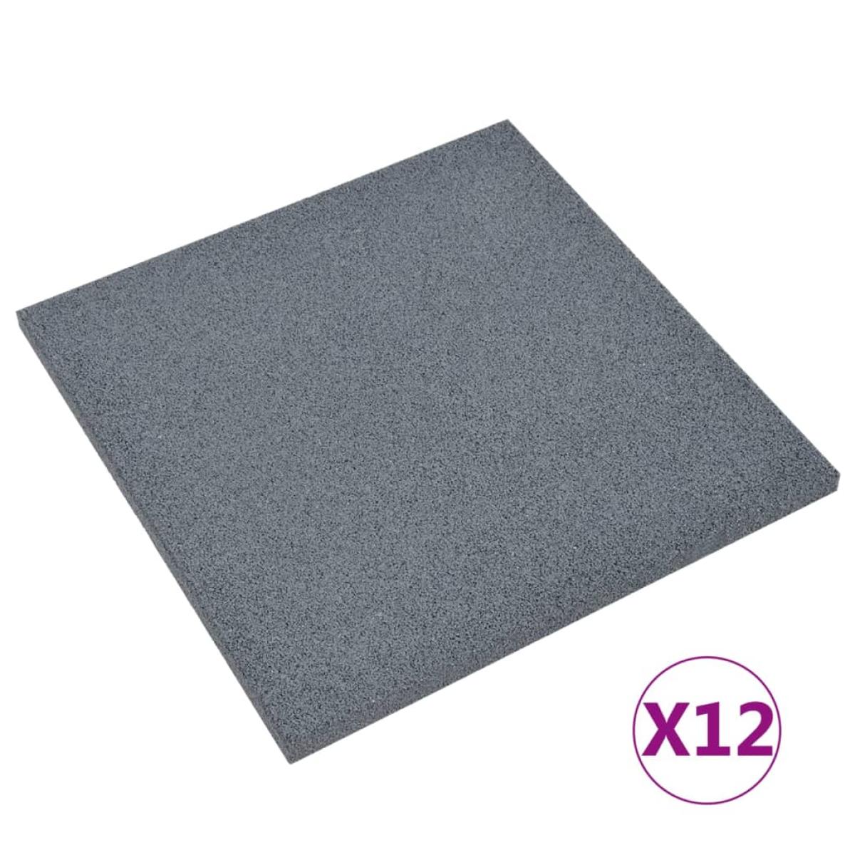 Losetas de goma protección de caídas 12 uds gris 50x50x3 cm