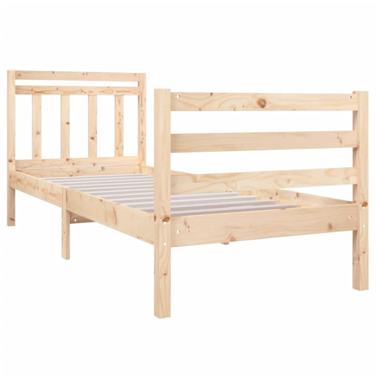 Estructura de cama individual pequeña madera maciza 75x190 cm