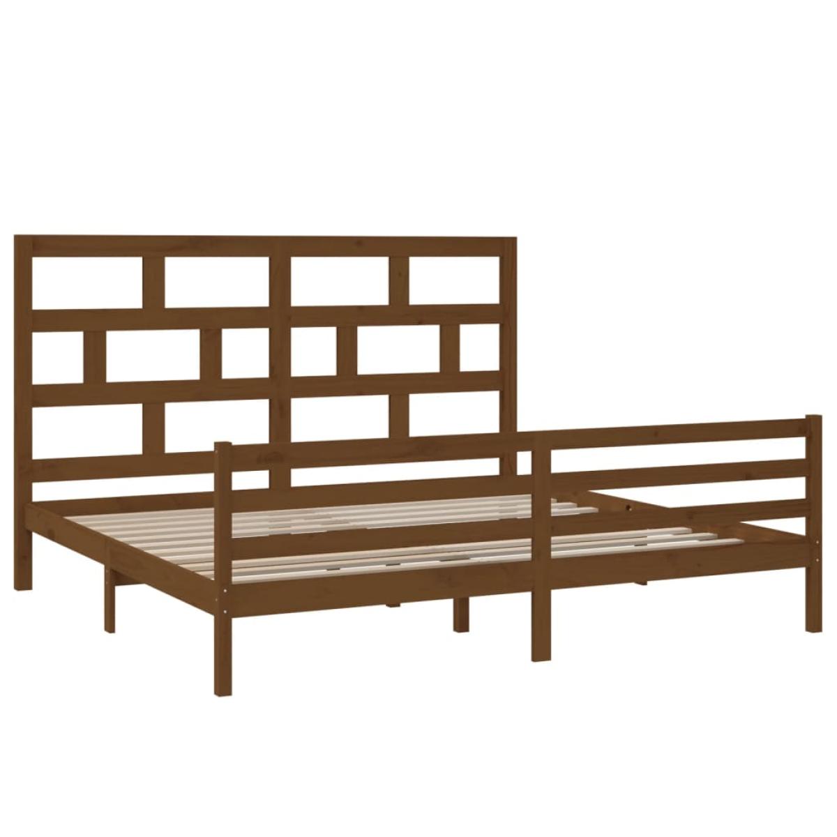 Estructura de cama madera maciza de pino marrón miel 200x200 cm