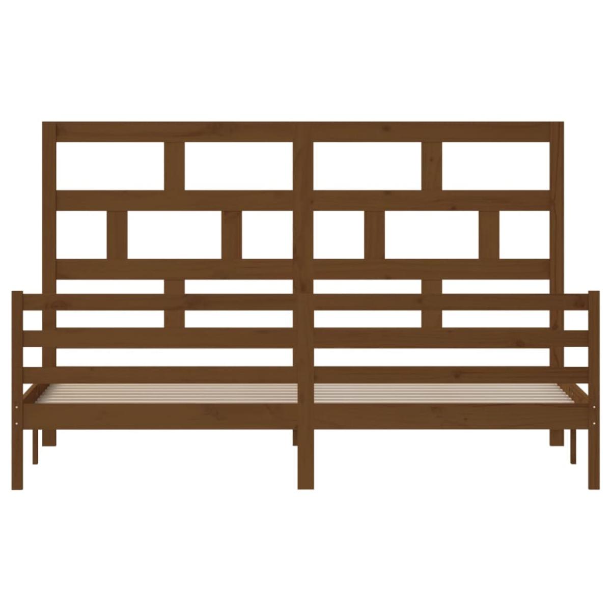 Estructura de cama madera maciza de pino marrón miel 200x200 cm