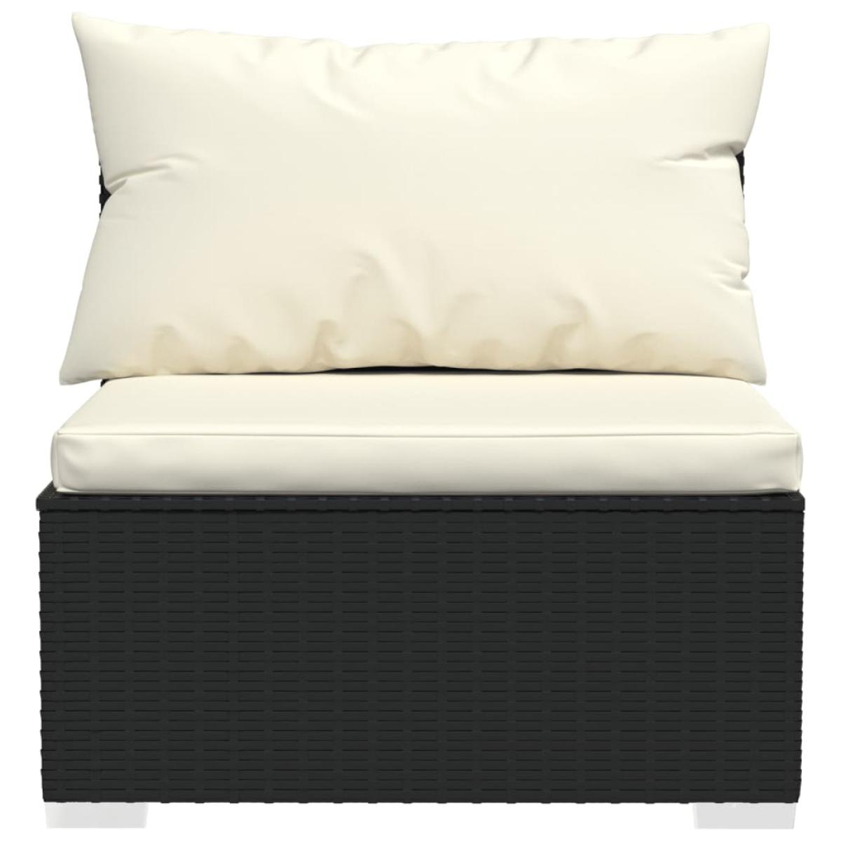 Set de muebles de jardín 9 pzas y cojines ratán sintético negro