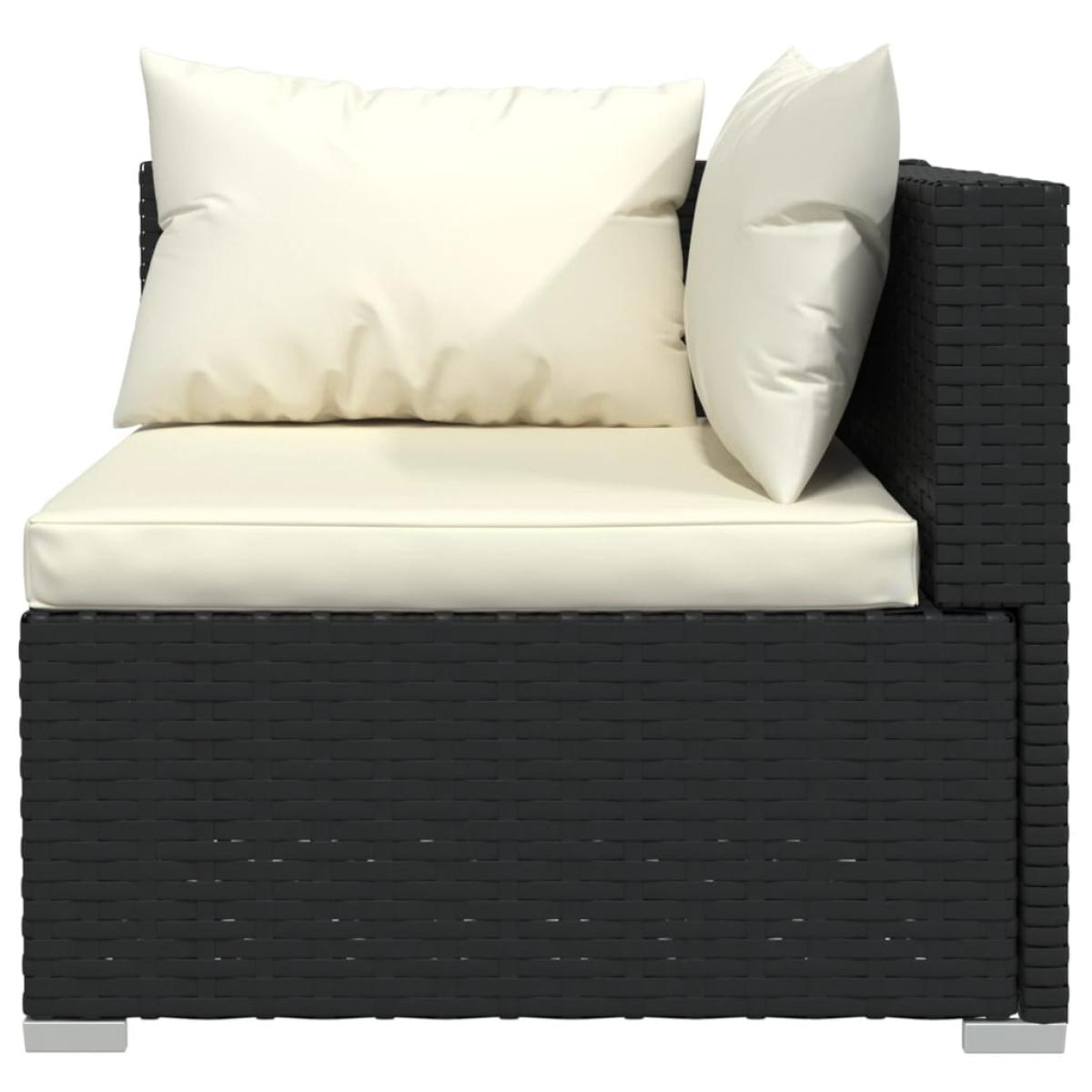 Set muebles de jardín 10 pzas y cojines ratán sintético negro