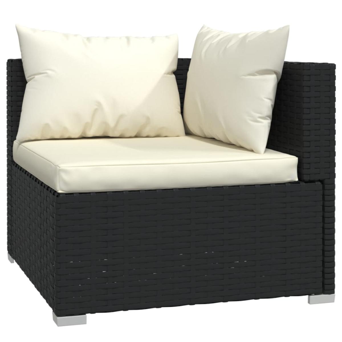 Set de muebles de jardín 7 pzas y cojines ratán sintético negro