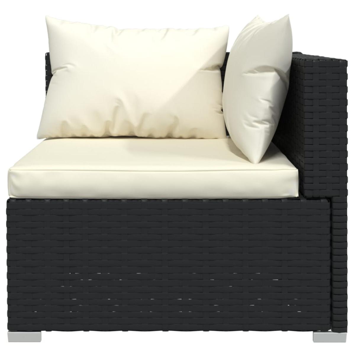 Set de muebles de jardín 7 pzas y cojines ratán sintético negro