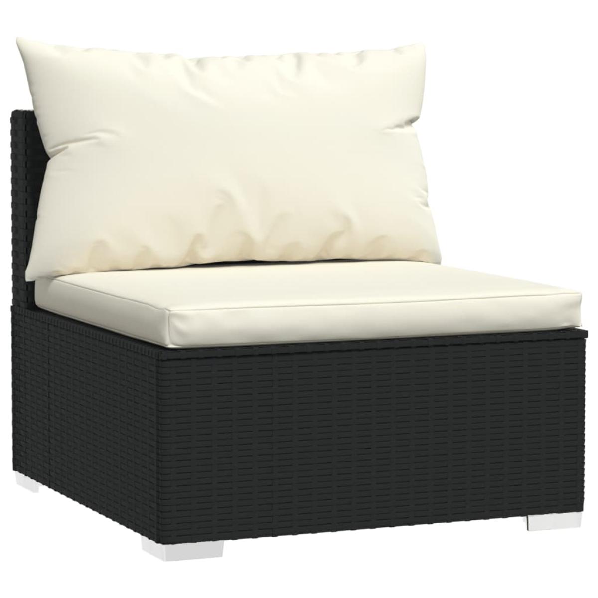 Set de muebles de jardín 7 pzas y cojines ratán sintético negro