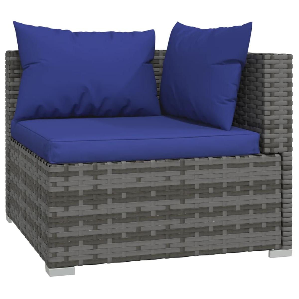 Set de muebles de jardín 12 pzas y cojines ratán sintético gris