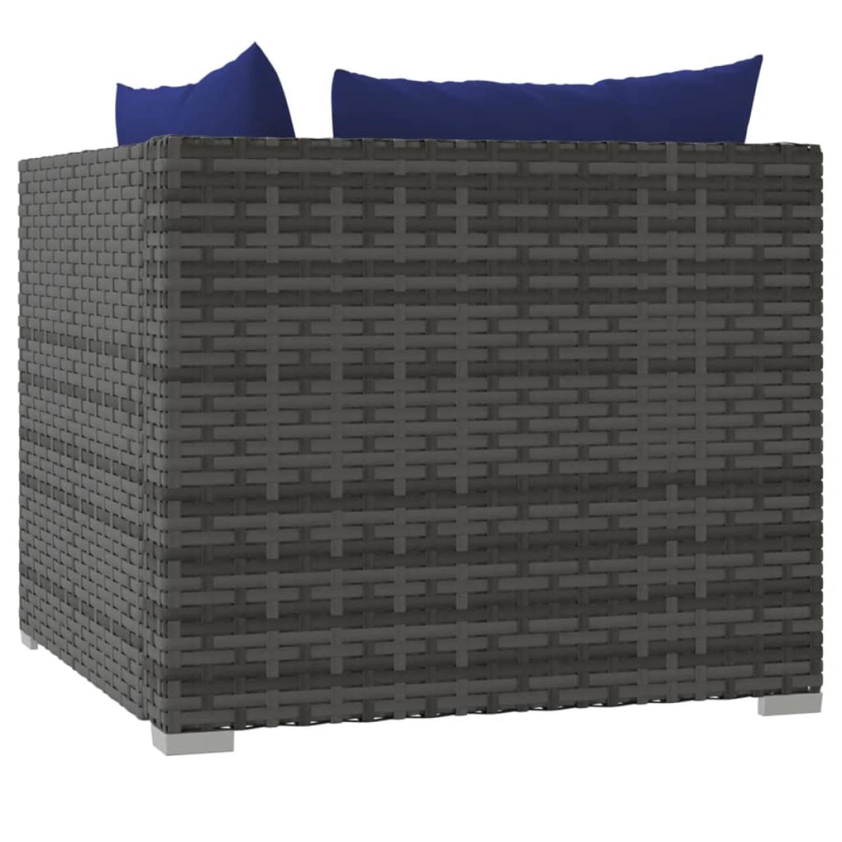 Set de muebles de jardín 12 pzas y cojines ratán sintético gris