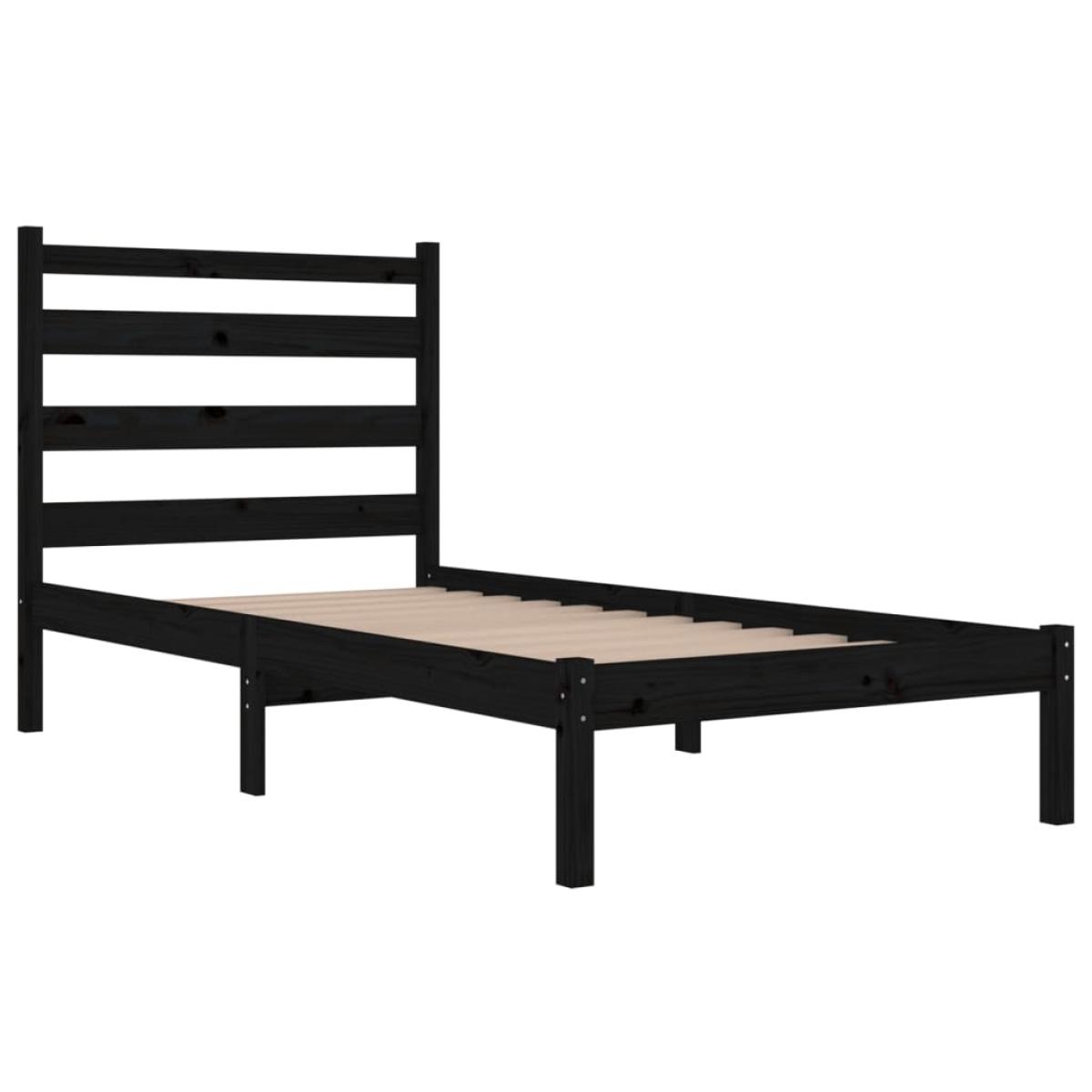 Estructura de cama madera maciza de pino negra 100x200 cm