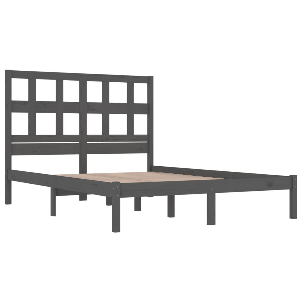 Estructura de cama de madera maciza de pino gris 200x200 cm