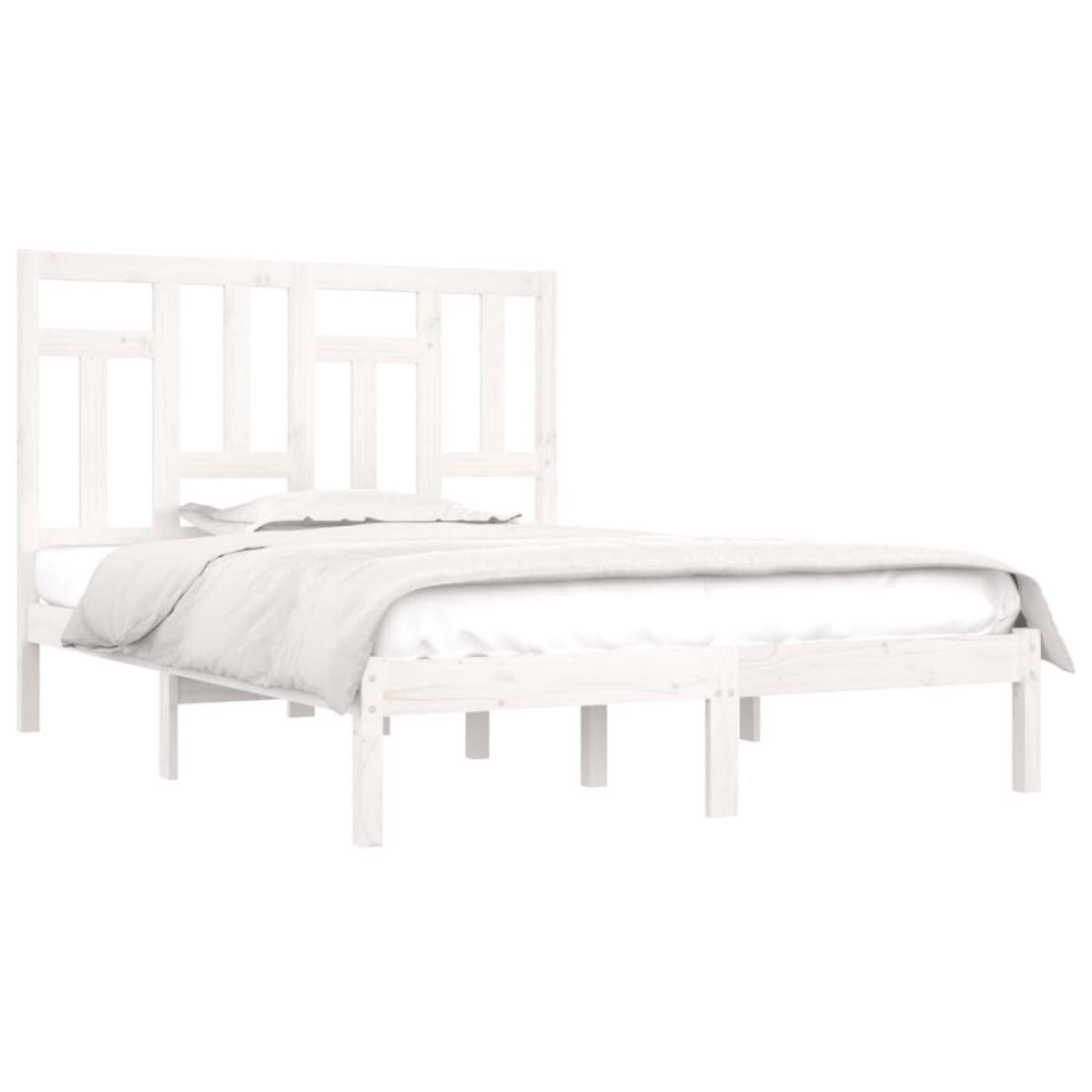 Estructura cama madera maciza pino blanco king size 150x200 cm