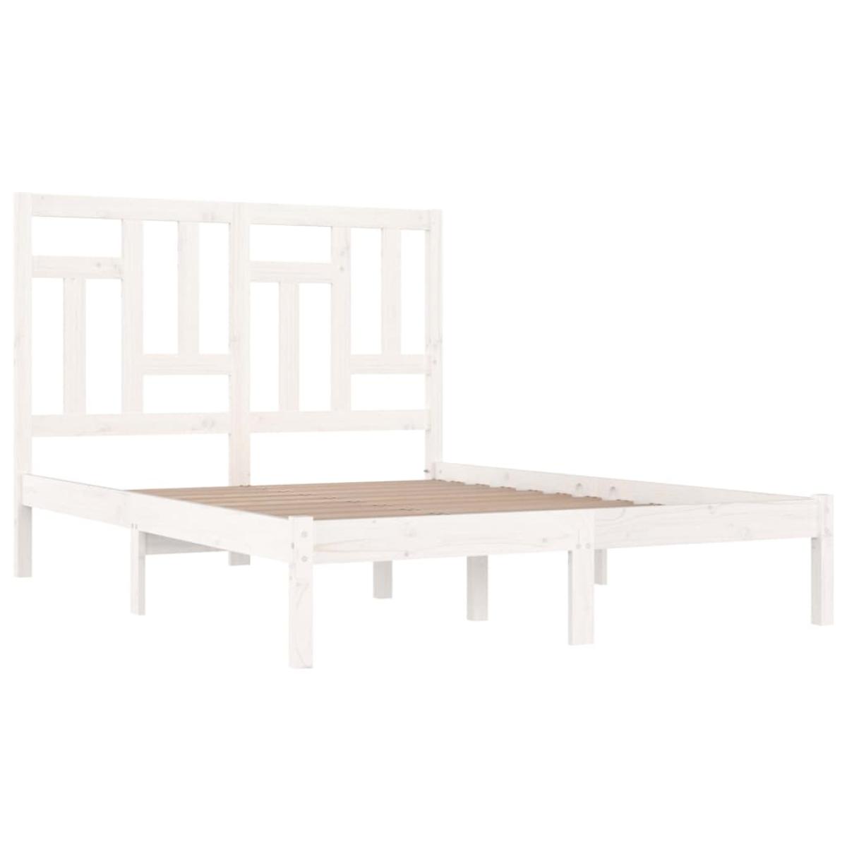 Estructura cama madera maciza pino blanco king size 150x200 cm