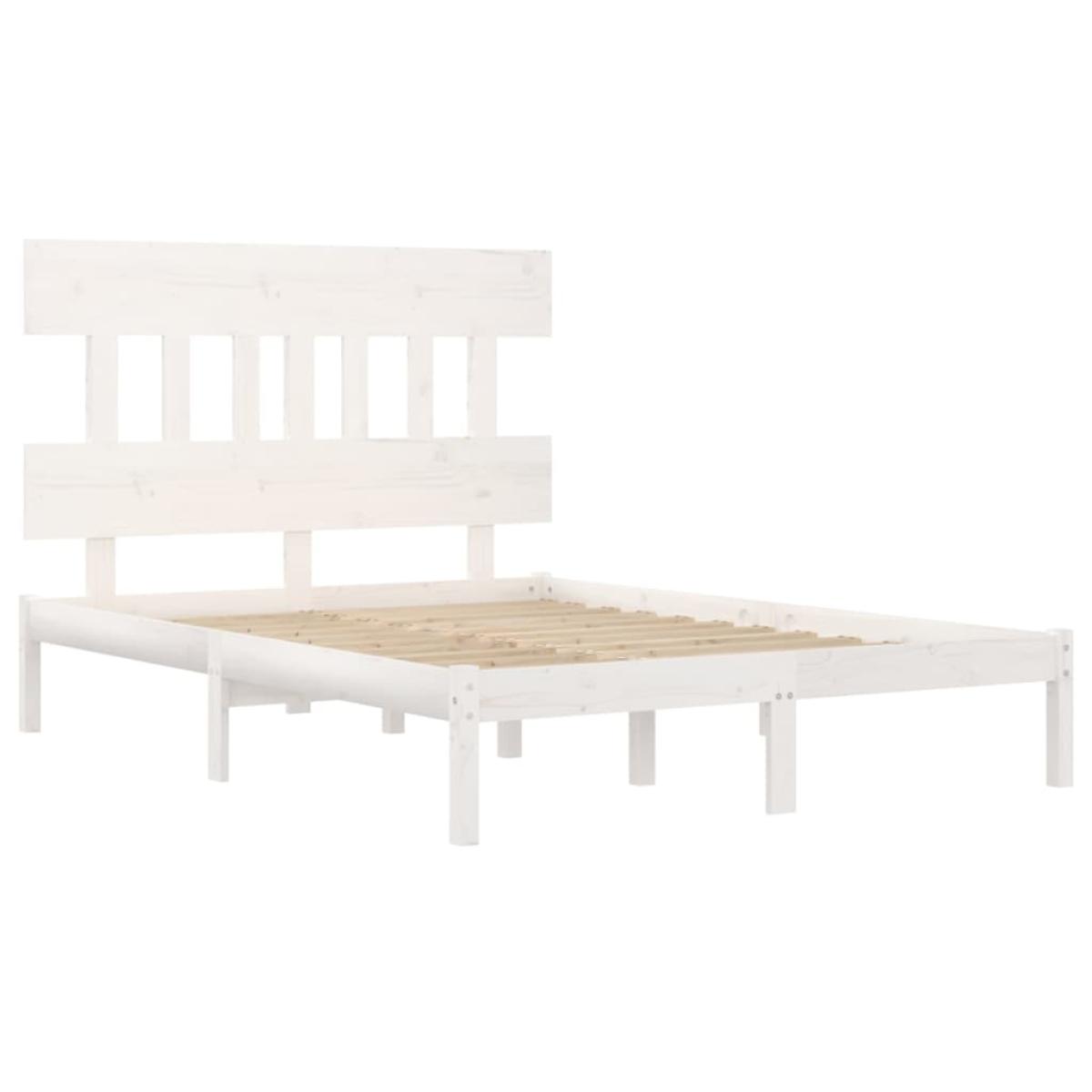 Estructura de cama de madera maciza blanca 140x190 cm