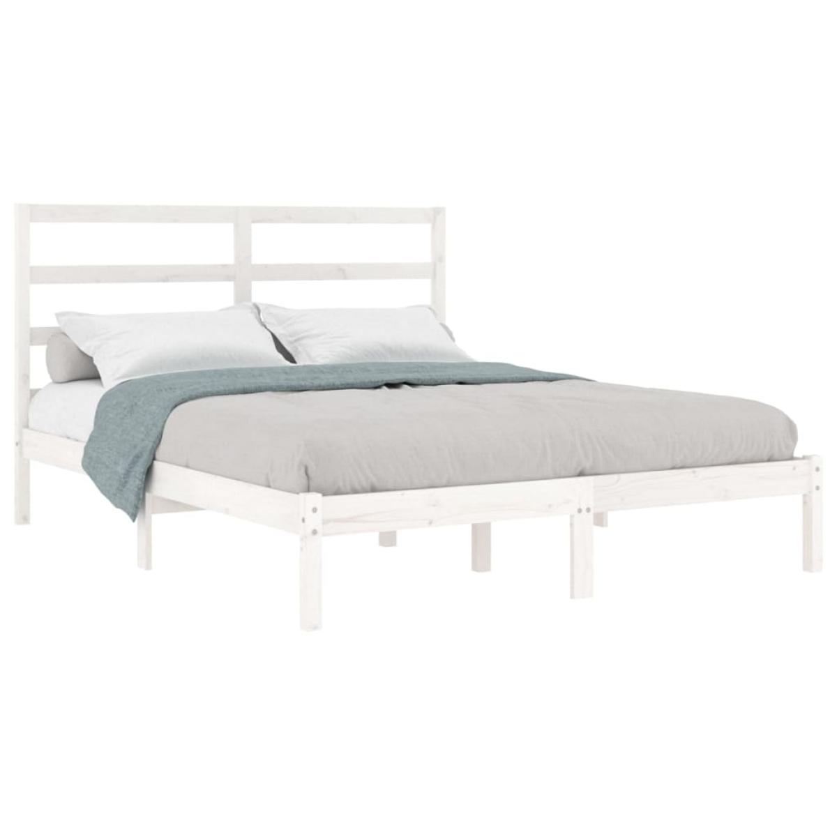 Estructura de cama doble madera maciza blanca 135x190 cm