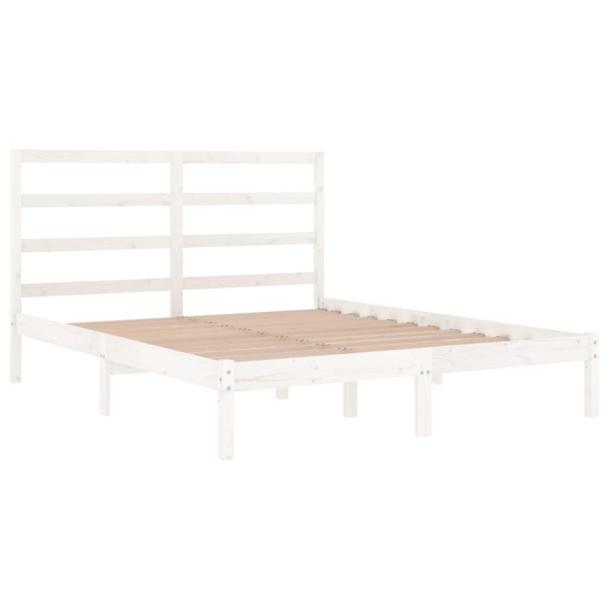 Estructura de cama doble madera maciza blanca 135x190 cm