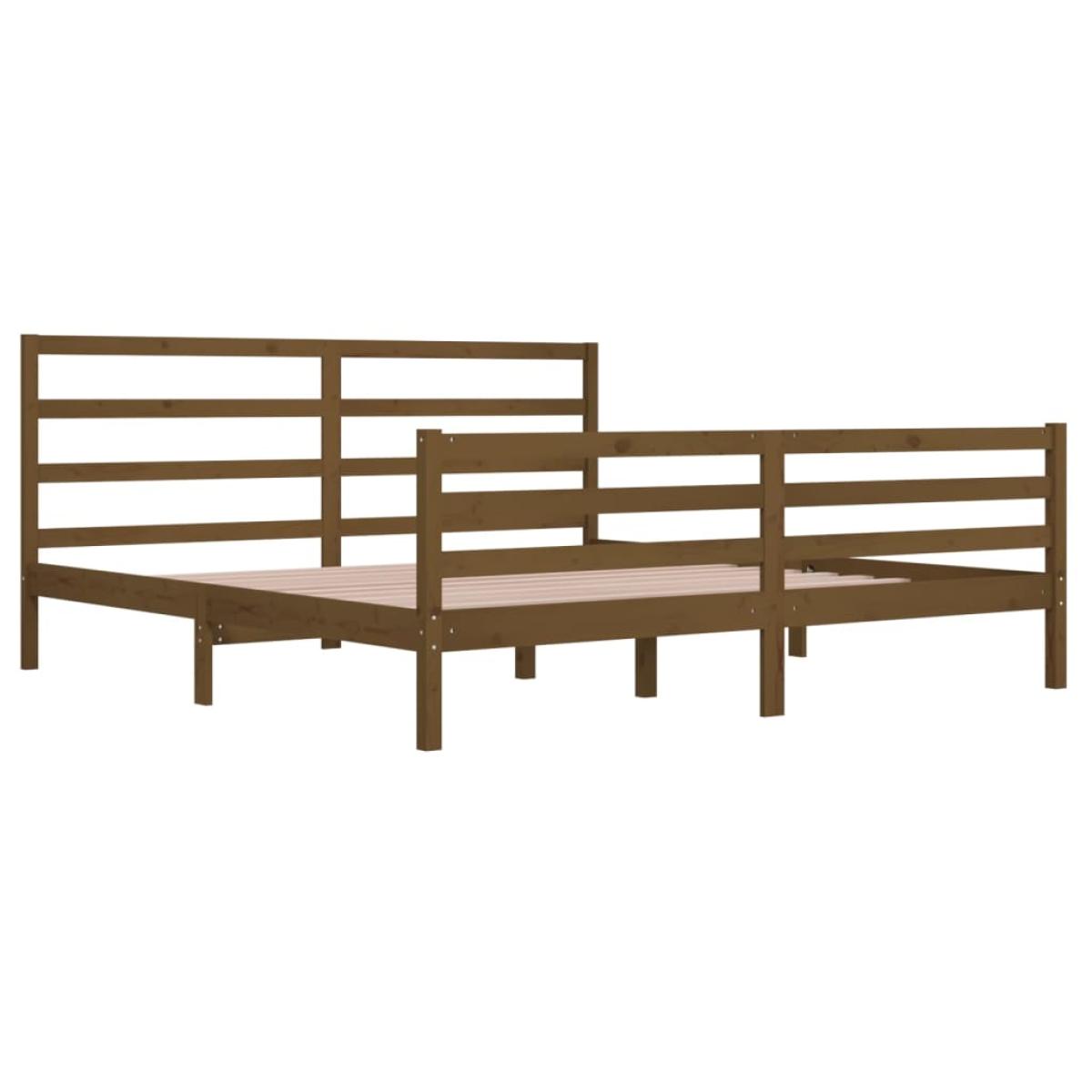 Estructura de cama madera maciza de pino marrón miel 200x200 cm