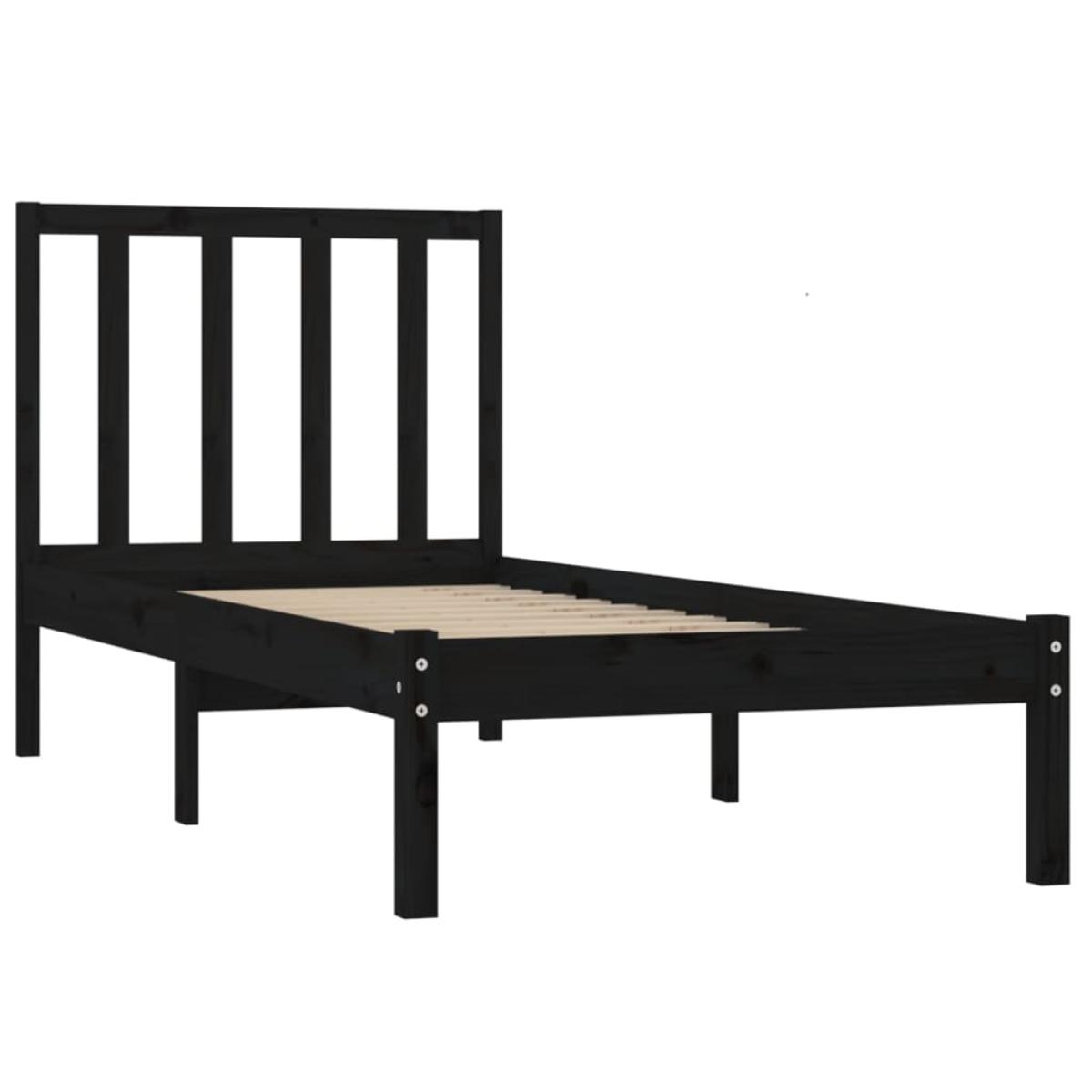 Estructura de cama madera maciza de pino negro 75x190 cm