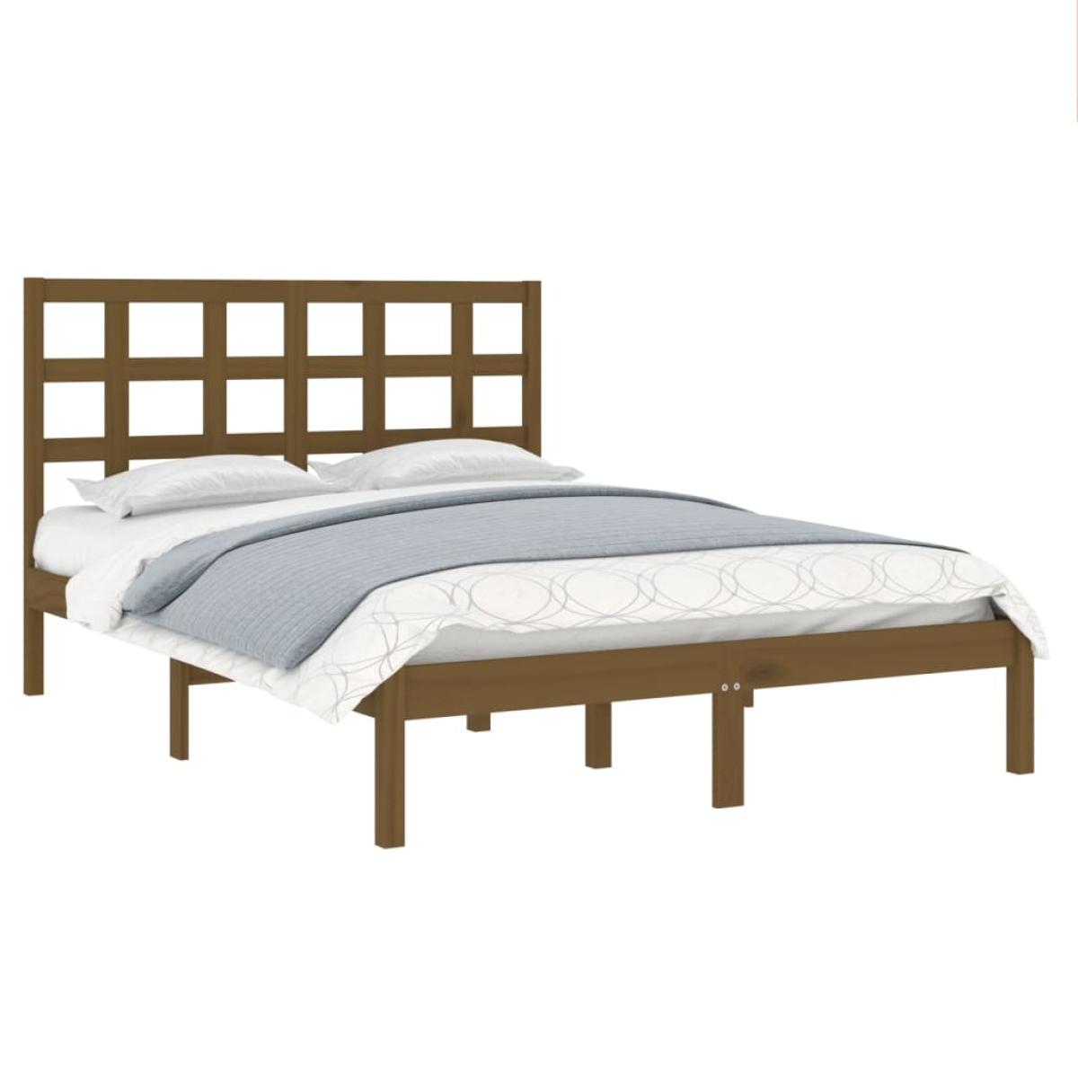 Estructura de cama madera maciza de pino marrón miel 200x200 cm