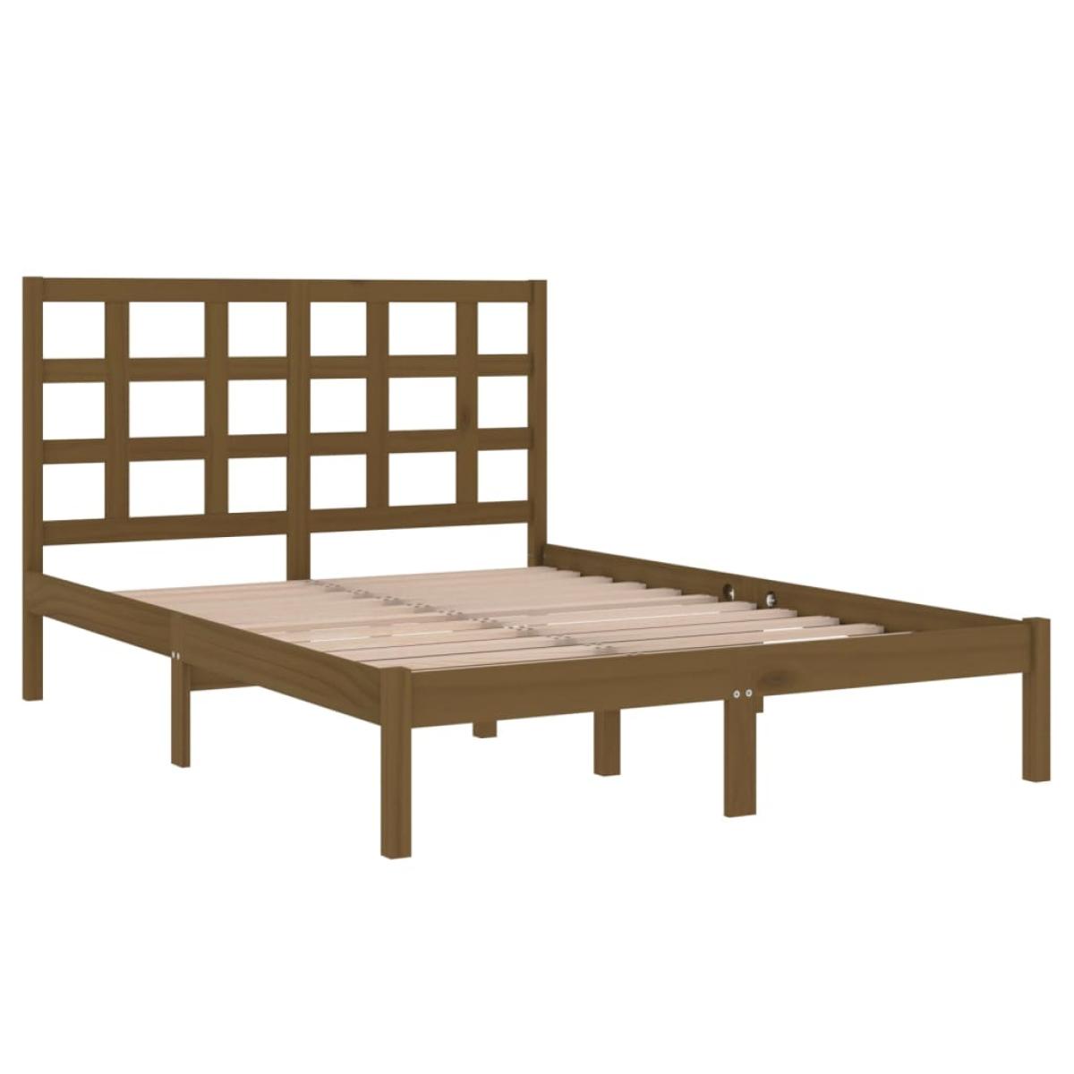 Estructura de cama madera maciza de pino marrón miel 200x200 cm
