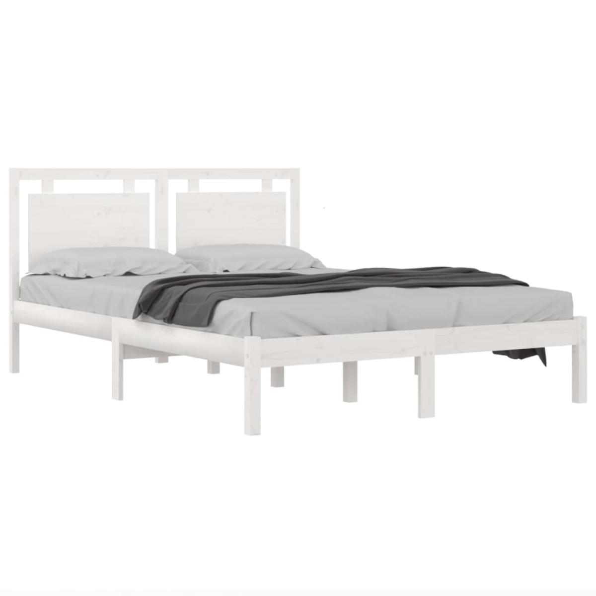 Estructura de cama madera maciza blanca Super King 180x200 cm