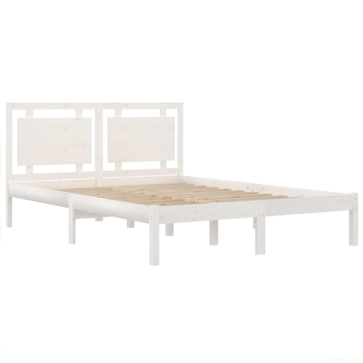 Estructura de cama madera maciza blanca Super King 180x200 cm