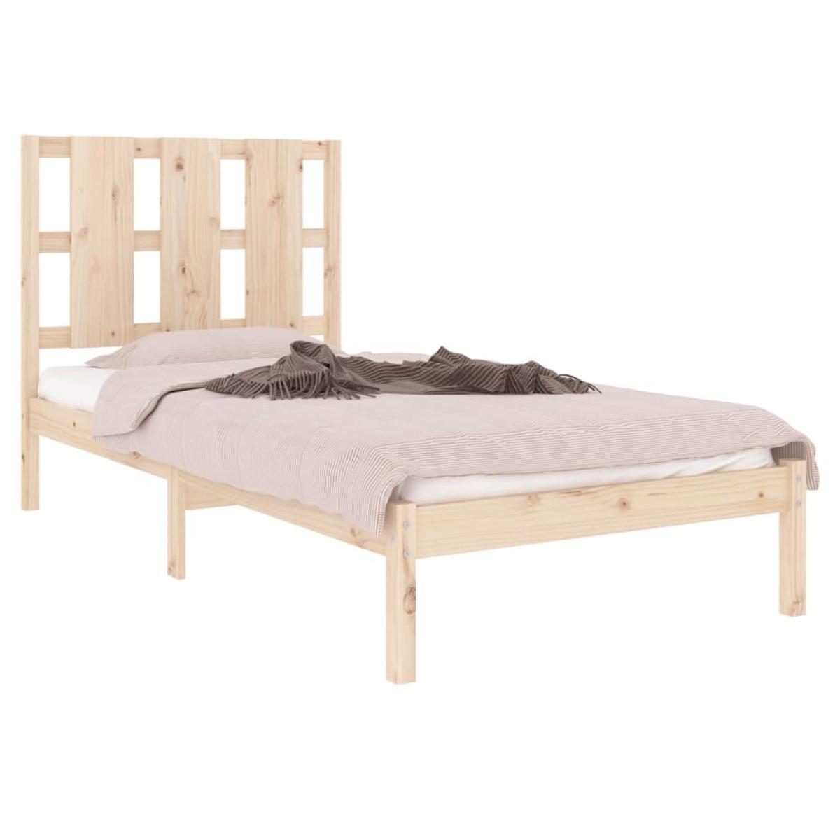 Estructura de cama madera maciza de pino 90x200 cm