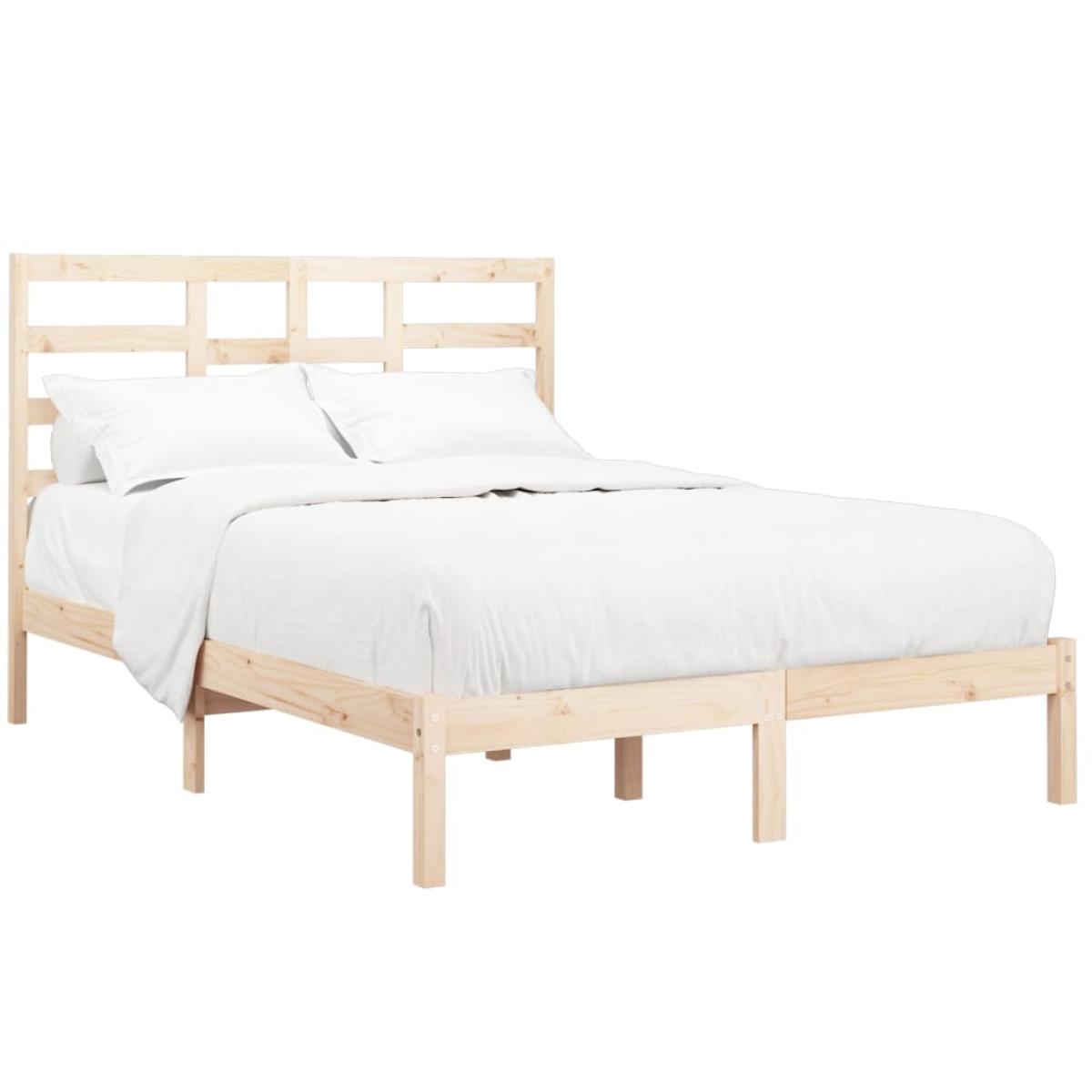 Estructura de cama doble pequeña madera maciza 120x190 cm