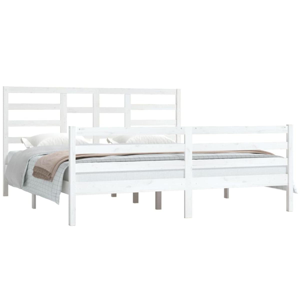 Estructura de cama madera maciza blanca Super King 180x200 cm