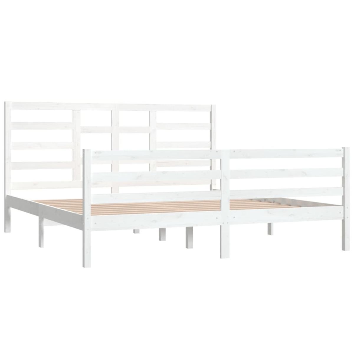 Estructura de cama madera maciza blanca Super King 180x200 cm