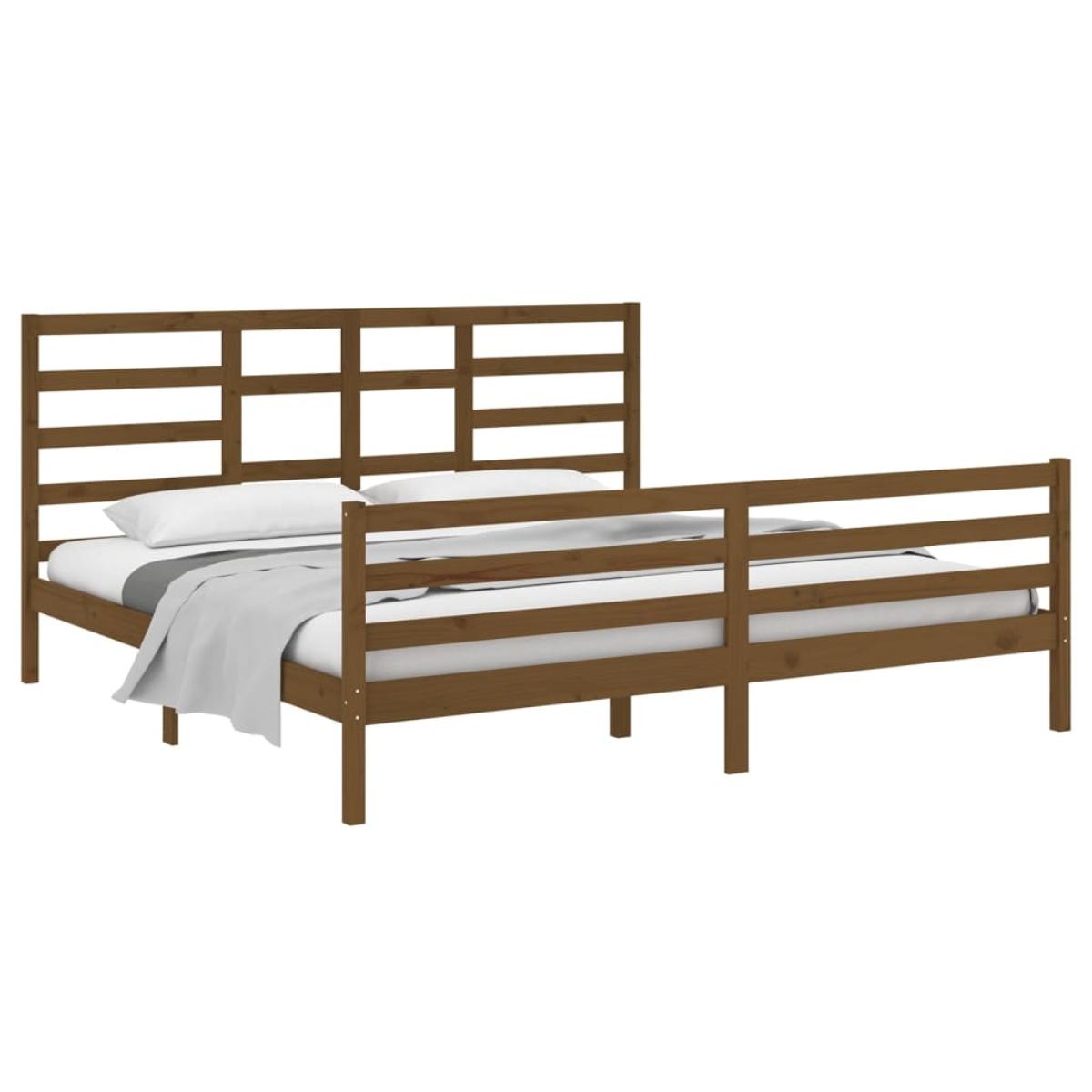 Estructura de cama madera maciza de pino marrón miel 200x200 cm