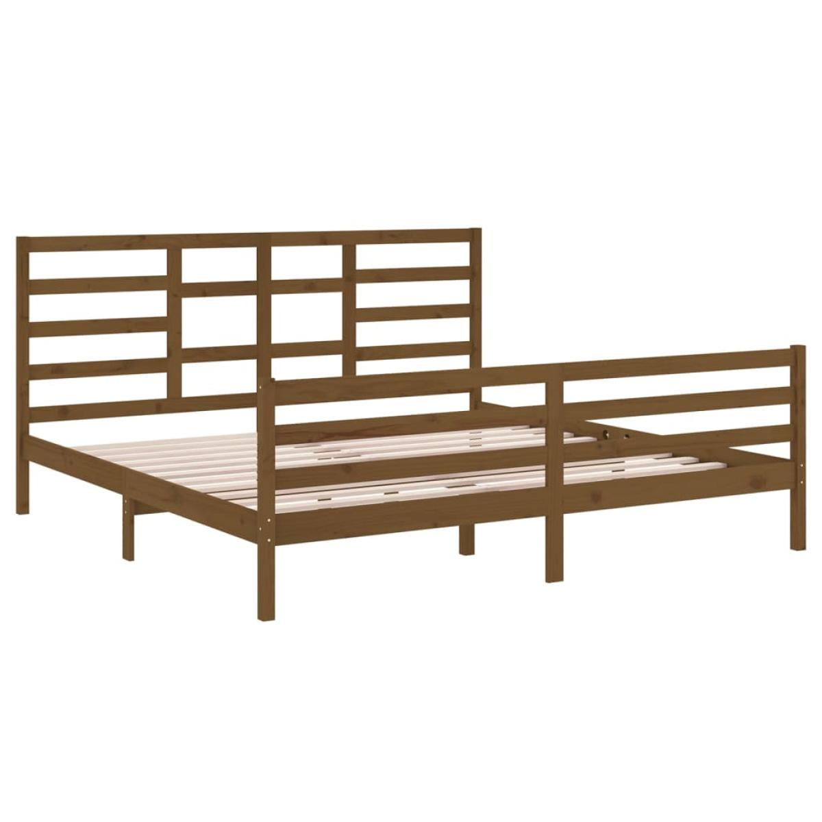 Estructura de cama madera maciza de pino marrón miel 200x200 cm