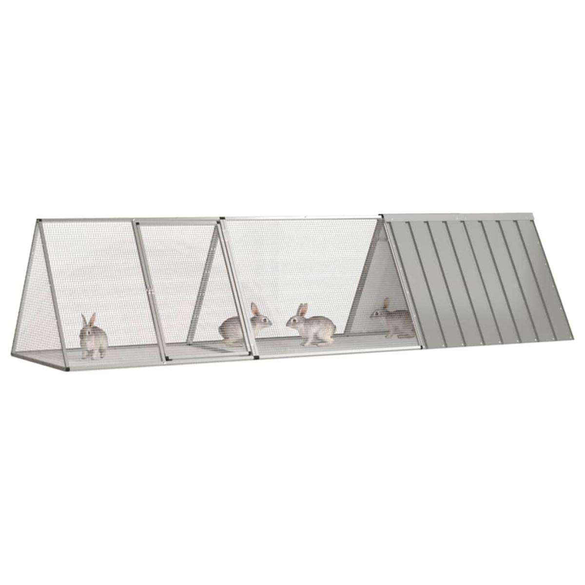 Jaula para conejos acero galvanizado gris 302,5x80,5x71 cm