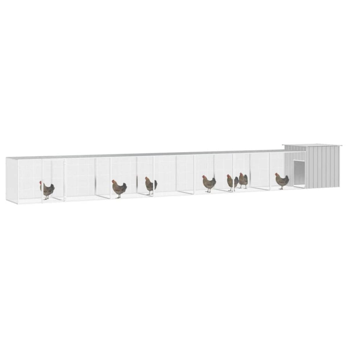 Gallinero de acero galvanizado gris 700x91x100 cm