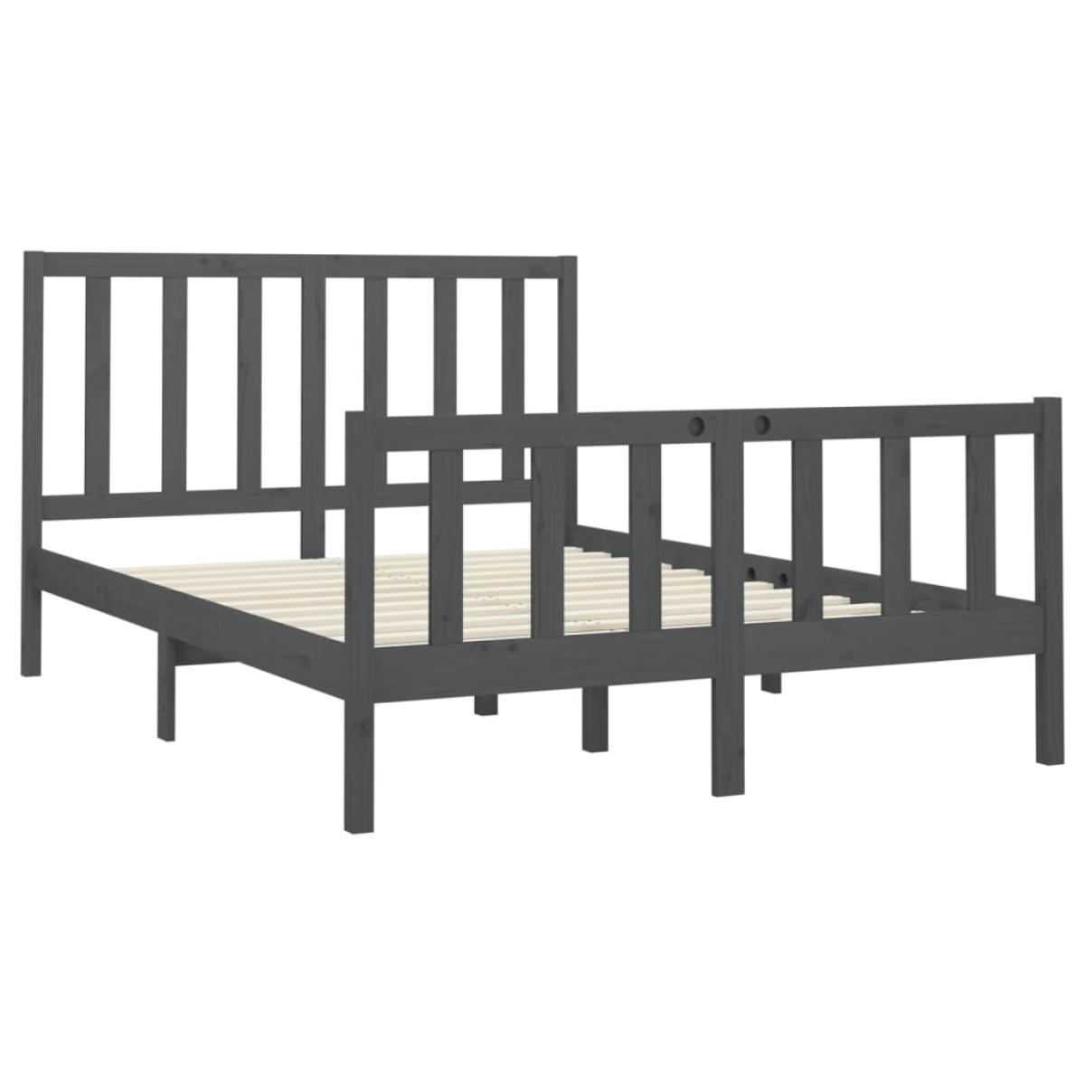 Estructura de cama madera maciza de pino gris 150x200 cm