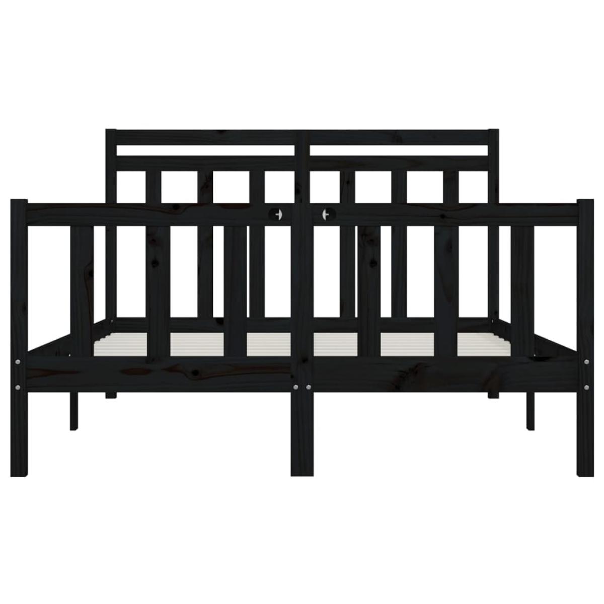 Estructura de cama madera maciza de pino negro 150x200 cm